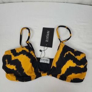 Icon Swim Womens Beat The Heat Orange Black Zebra Print Bikini‎ Top Size Small